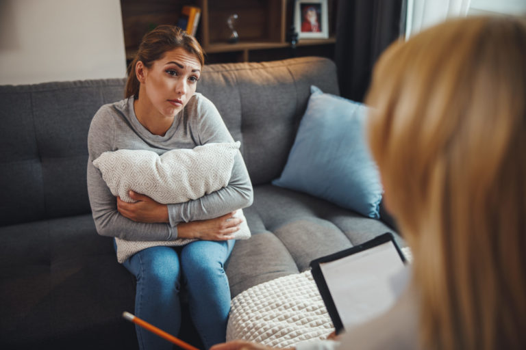 a person sitting on a couch