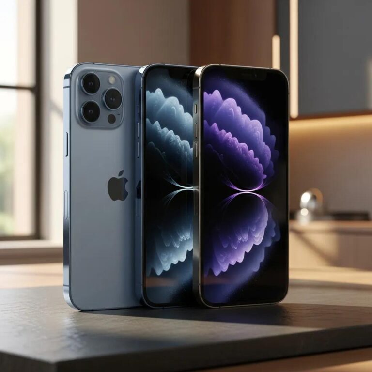 Latest iPhone models displayed side by side, emphasizing design and technology